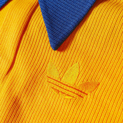 Adidas Women's Yellow & Blue 70s Knit Polo T-Shirt | Adidas In Lebanon