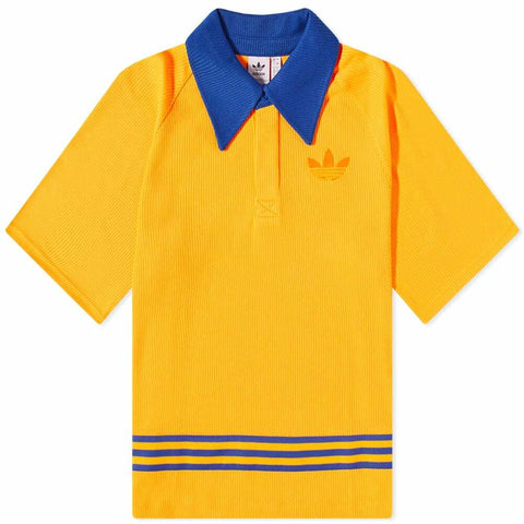 Adidas Women's Yellow & Blue 70s Knit Polo T-Shirt | Adidas In Lebanon