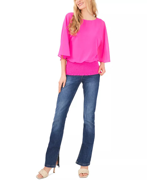 Sam & Jess Women's Fuchsia Smocked-Waist Blouse | Sam & Jess In Lebanon