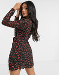 Missguided Women's Black Floral Printed Tea Dress WXZ9222712 FE24