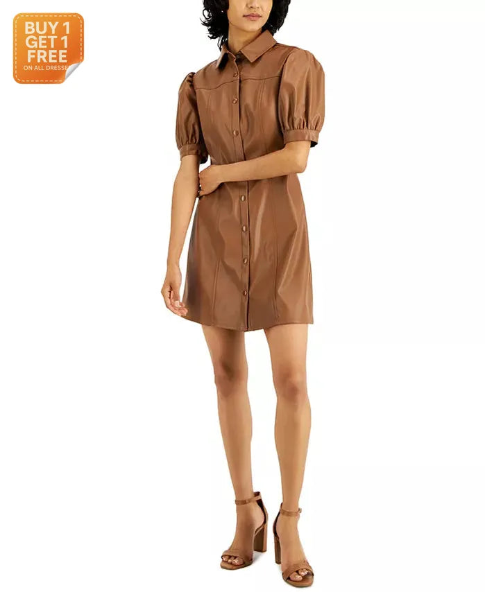Kit & Sky Women's Brown Leather  Dress |Kit & Sky  In Lebanon