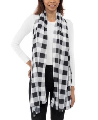 Jenni Women's Black & White Buffalo Check Jersey Wrap Scarf | Jenni In Lebanon