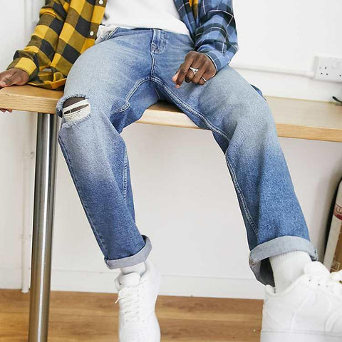 Asos Design Men's Blue Crop Jeans ANF2368