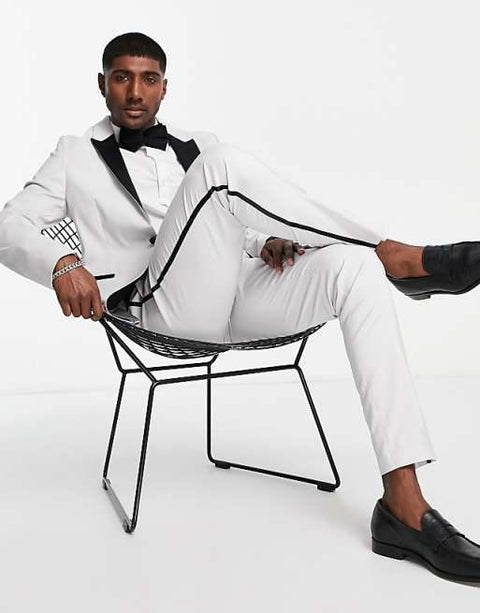 Asos Design Men's Ice Grey Tuxedo Blazer ANF2868