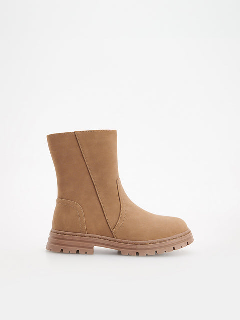 Reserved Girl's Beige Ankle Boots With Zipper | Reserved In Lebanon