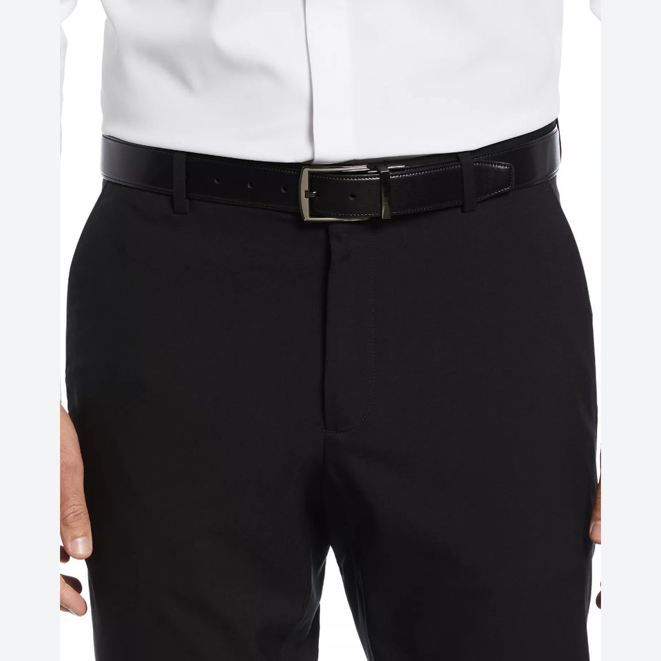 Perry Ellis Portfolio Men's Dark Brown/Black Reversible Feather Stitch-Edge Belt