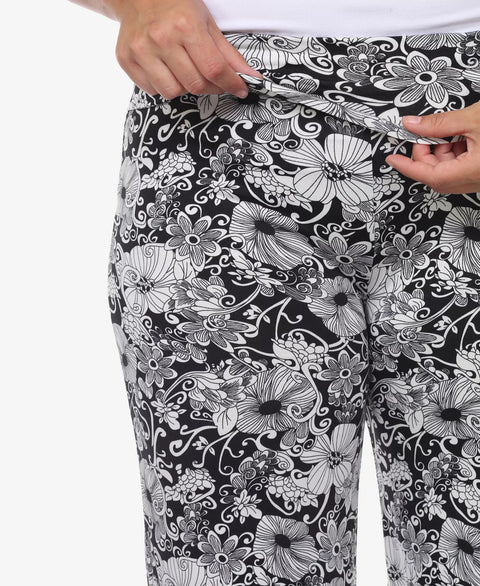White Mark Women's Black/White Plus Size Floral Paisley Palazzo Pants | White Mark In Lebanon