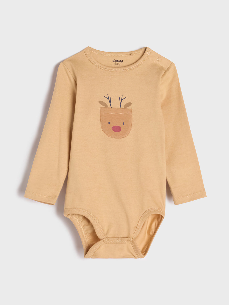 Sinsay Boy's Brown Animal Printed Long Sleeve Bodysuits