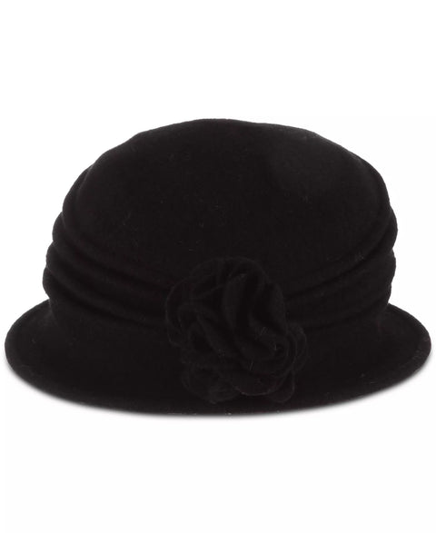 Scala Women's Black Knit Wool Cloche with Flower Hat | Scala In Lebanon