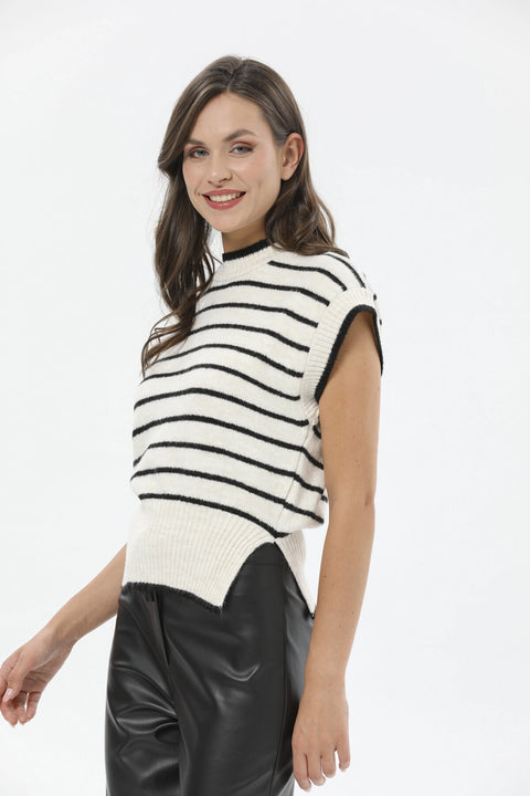 Big Dart Women's Beige Short Sleeve Sweater | Big Dart In Lebanon