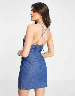 Asos Design Women's Navy Blue  Dress ANF802