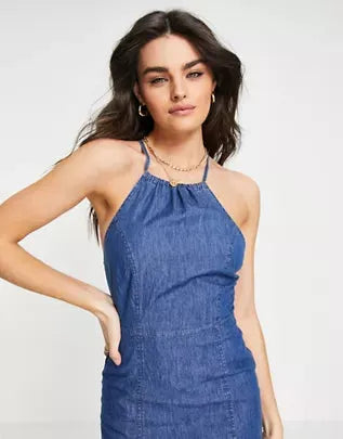 Asos Design Women's Navy Blue  Dress ANF802