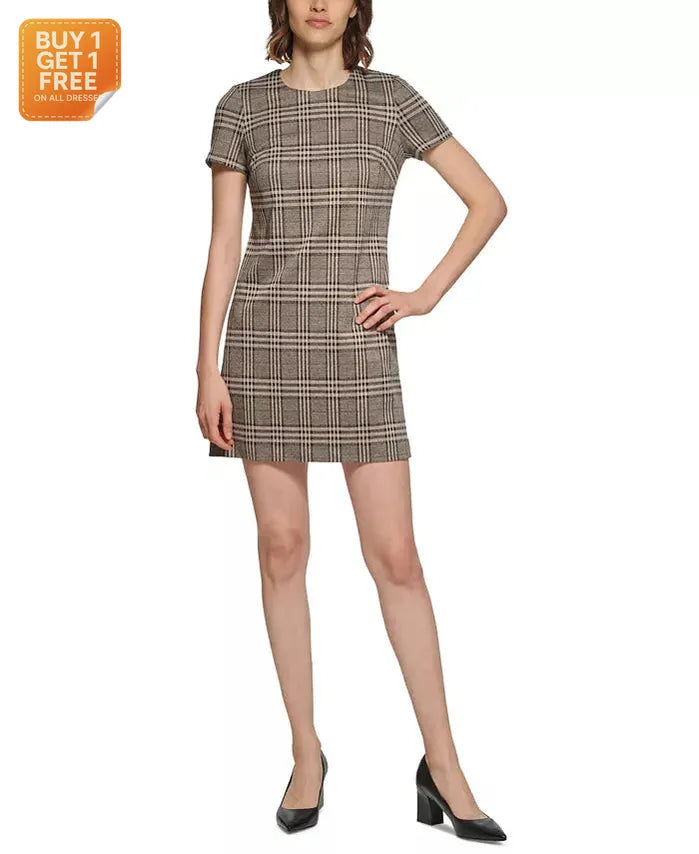 Calvin Klein Women's Petite Plaid Short-Sleeve Sheath Dress | Calvin Klein  in Lebanon