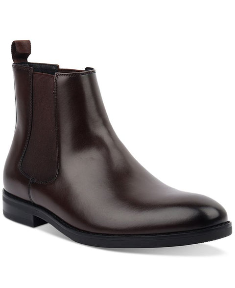 Alfani Men's Dark Brown Faux-Leather Chelsea Boots ACS194(shoes 10)