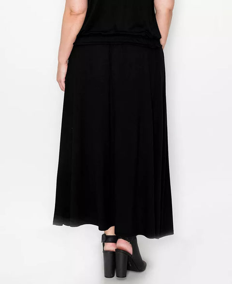 COIN 1804 Women's Black Plus Size Elastic Waist Maxi Skirts | COIN 1804 In Lebanon