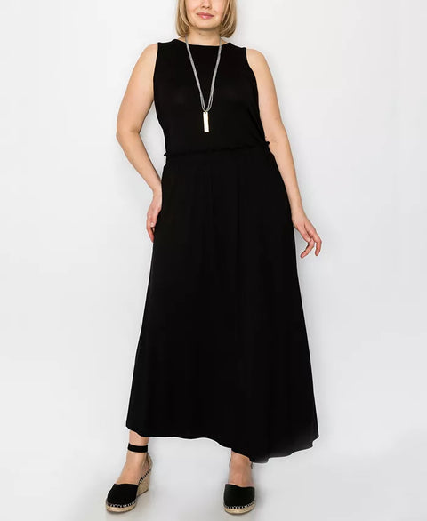 COIN 1804 Women's Black Plus Size Elastic Waist Maxi Skirts | COIN 1804 In Lebanon