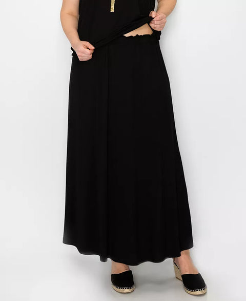 COIN 1804 Women's Black Plus Size Elastic Waist Maxi Skirts | COIN 1804 In Lebanon