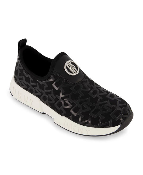 DKNY Big Girl's Black Slip On All Over Logo Sneakers | DKNY In Lebanon