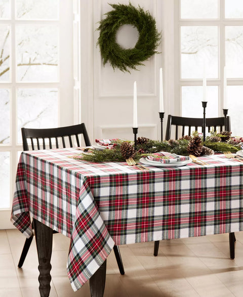Elrene  Red Christmas Classic Holiday Plaid 120" L x 60" W x 0.1" H Table Cover  | Elrene  in Lebanon