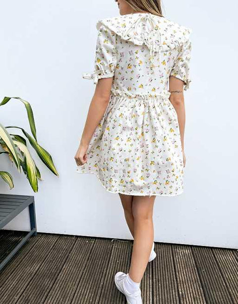 Asos Design Women's White Ditsy Floral Print Dress ANF2804