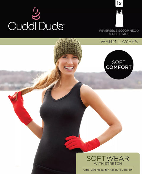 Cuddl Duds Women's Black Softwear with Stretch Reversible Tank Top|Cuddl Duds In Lebanon