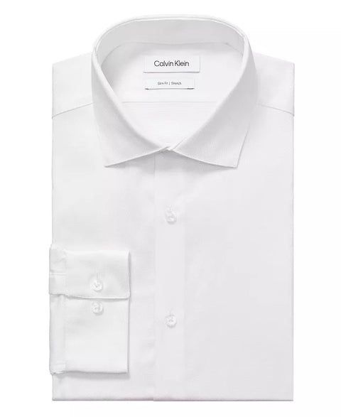 Calvin Klein Steel Men's White Slim Fit Stretch Wrinkle Free Dress Shirt |Calvin Klein In Lebanon