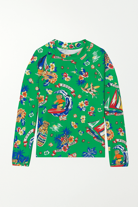 Polo Ralph Lauren Boy's Green Polo Bear Performance Long Sleeves Rash Guard Blouse |Polo Ralph Lauren In Lebanon