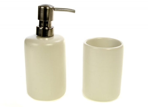 Vivess White Soap Dispenser & Tooth Mug Set (2pcs) | Vivess In Lebanon