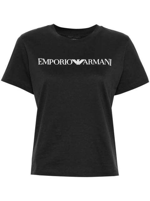 Emporio Armani Women's Black Logo Print-Shirt | Emporio Armani In Lebanon
