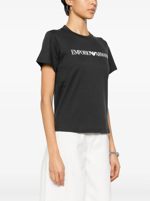Emporio Armani Women's Black Logo Print-Shirt | Emporio Armani In Lebanon