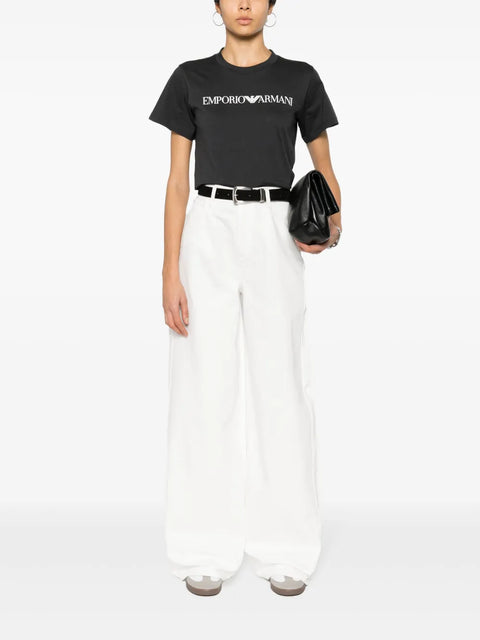 Emporio Armani Women's Black Logo Print-Shirt | Emporio Armani In Lebanon
