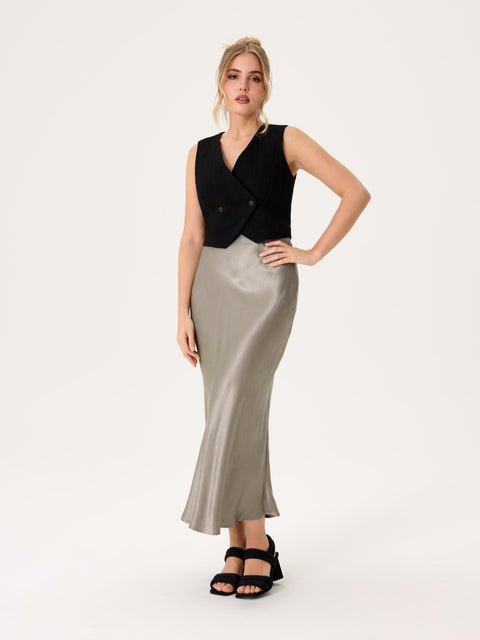Sinsay Women's Green Satin Midi Skirt | Sinsay In Lebanon