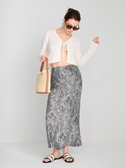 Sinsay Women's Black/White Lined Midi Skirt | Sinsay in Lebanon