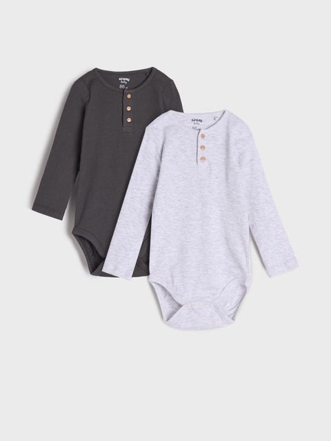 Sinsay Baby Boy's Multi-Grey Pack Of 2 Ribbed Knit Bodysuits | Sinsay In Lebanon