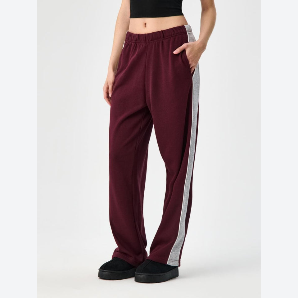 SinsayWomen's Burgundy Wide-Leg Track PantsPants