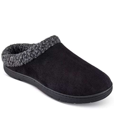 Haggar Men's Black Rolled Collar Fleece-Lined Slippers | Haggar In Lebanon