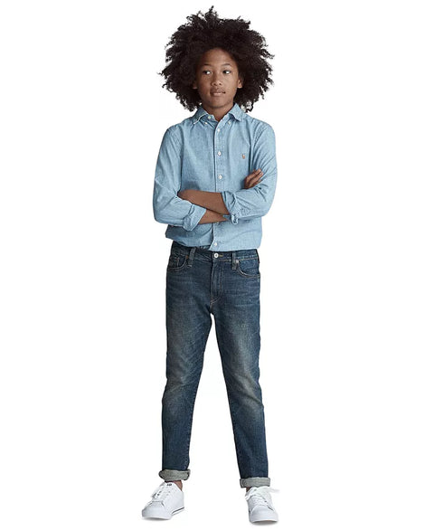Polo Ralph Lauren Boy's Blue Cotton Chambray Sport Shirt | Polo Ralph Lauren In Lebanon