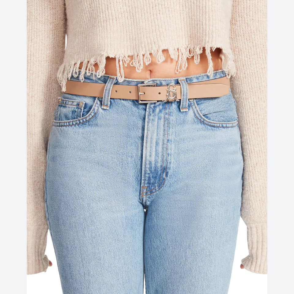 Steve Madden Women's Beige Faux-Leather Belts
