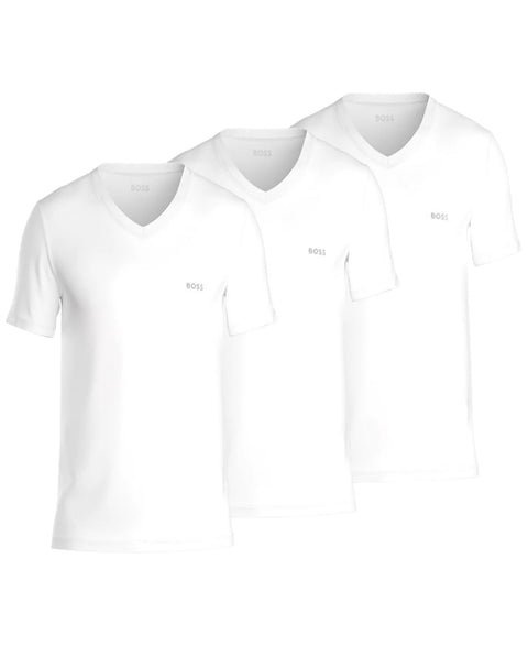 BOSS by Hugo Boss Men's White 3-Pack Classic Solid V-Neck T-Shirts | Hugo Boss In Lebanon