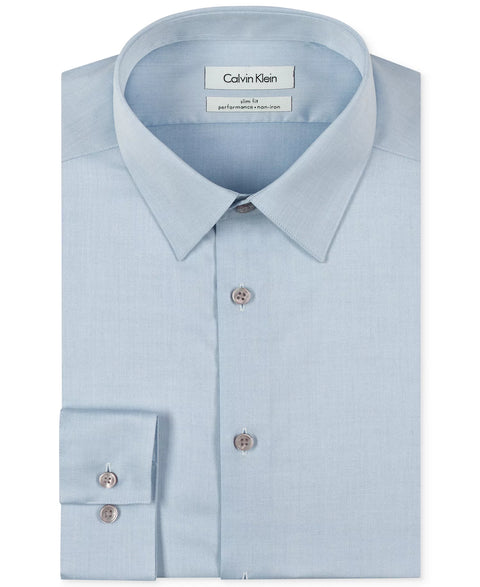 Calvin Klein Men's Blue Steel Slim-Fit Non-Iron Herringbone Dress Shirt |  Calvin Klein In Lebanon