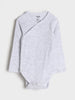 Sinsay Baby Boy's Grey Ribbed Long Sleeve Wrap Bodysuit | Sinsay in Lebanon