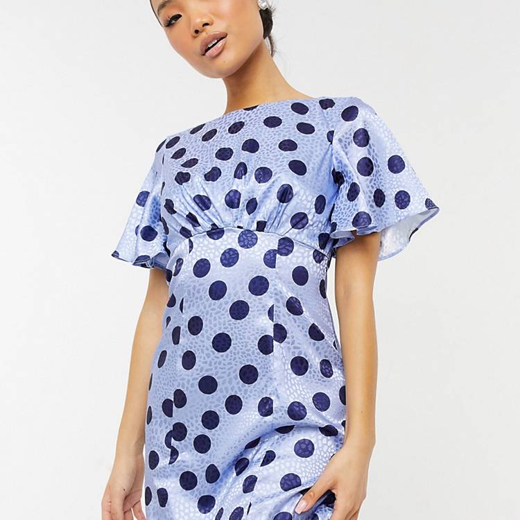 Chi Chi London Women's Blue Dotted  Dress AMF1405