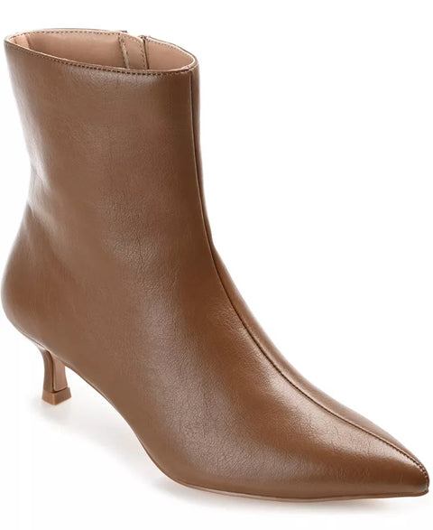 Journee Collection Women's Brown Arely Kitten Heel Pointed Toe Dress Booties | Journee Collection In Lebanon