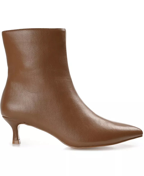 Journee Collection Women's Brown Arely Kitten Heel Pointed Toe Dress Booties | Journee Collection In Lebanon