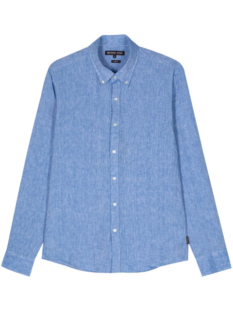 Michael Kors Men's Denim Blue slub-texture linen shirt |  Michael Kors in Lebanon