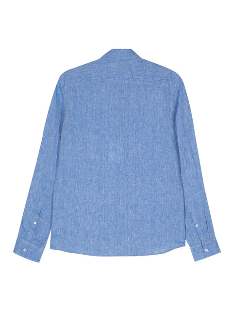 Michael Kors Men's Denim Blue slub-texture linen shirt |  Michael Kors in Lebanon