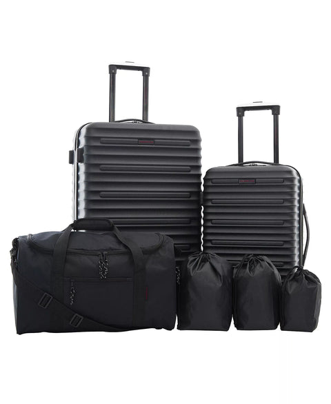 Travelers Club Black  Tour Collection 6 Piece Hard Side Set with Spinner Wheels Suitcase   | Travelers Club in Lebanon