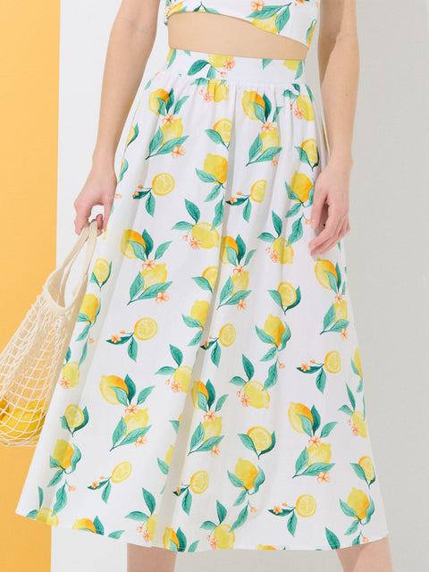Sinsay Women's White/Yellow Printed Midi Skirt | Sinsay In Lebanon