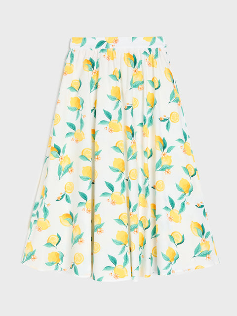 Sinsay Women's White/Yellow Printed Midi Skirt | Sinsay In Lebanon