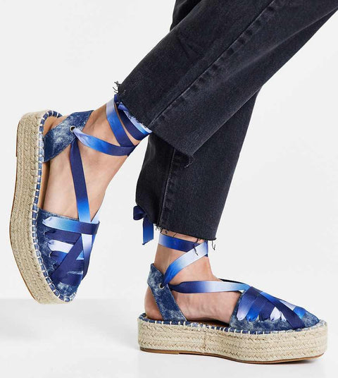 Asos Design Women's Blue Ankle Tie Sandals ANS1008